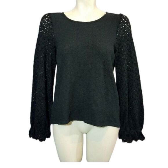 Madewell Texture‎ & Thread Eyelet Mix Ruffle Sleeve Top Size XS - Picture 1 of 5